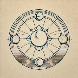 DALL·E 2024-11-11 16.39.31 - A simple geometric design of a Trono da Lua using only lines, meant to be drawn in sand. The design should include a large central circle representing DALL·E 2024-11-11 16.39.31 - A simple geometric design of a Trono da Lua using only lines, meant to be drawn in sand. The design should include a large central circle representing